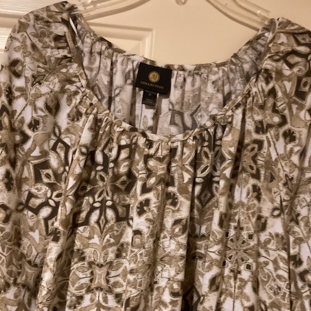 NWOT JM Collection blousy top XL lace detailing on sleeve elastic waist - Picture 8 of 11